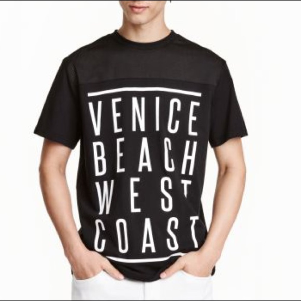 H&M Black T-Shirt w/ Mesh Panel (Size XL)